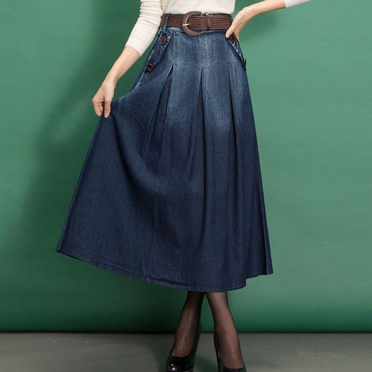 中长款牛仔裙薄款女半身长裙夏半身裙长款大码裙子显瘦百褶a字。|ruв категории Женская одежда, юбка - от Buy2taobao.com для оказания профессиональной услуги покупки агента Taobao