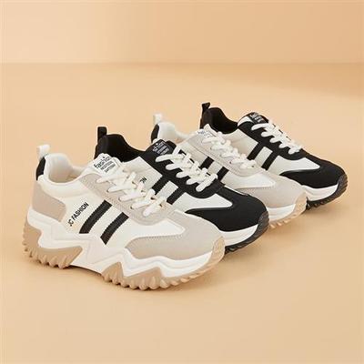 悦顺畅实业女鞋飞行员缓震鞋2025新款透气运动鞋女士增高厚底鞋子