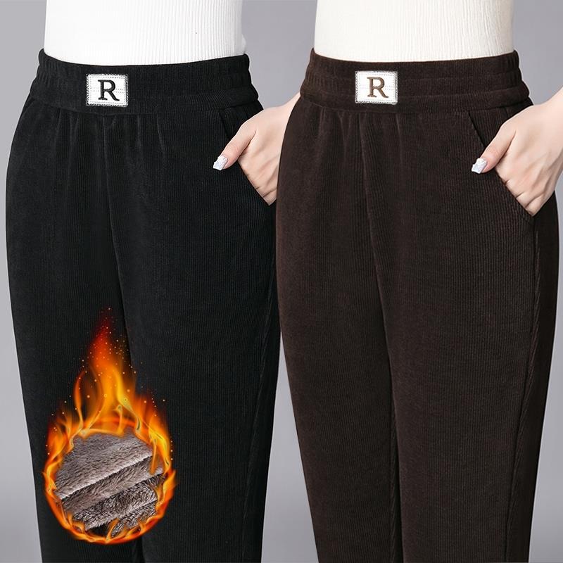 仙草堂优选加绒雪尼尔女裤秋冬银狐绒休闲裤女高腰保暖哈伦长裤子