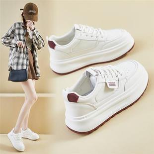 ins女学生厚底增高运动板鞋 2025春季 韩版 新款 休闲街拍KT255 小白鞋