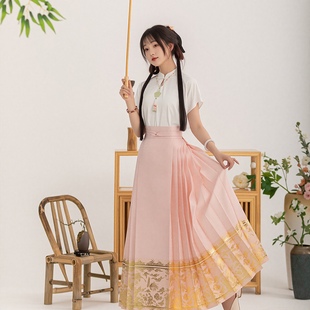 寒山渡鹤归鸣春夏新款国风改良马面裙织金纱款马面半身裙