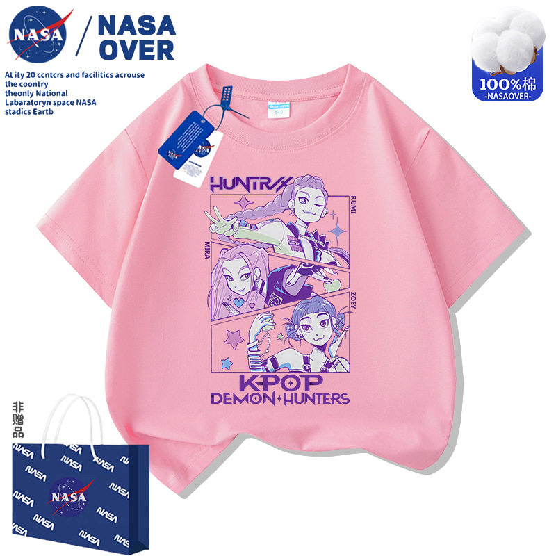 NASAK-POP猎魔女团女童纯棉短袖t恤中大童装夏装新款卡通半袖