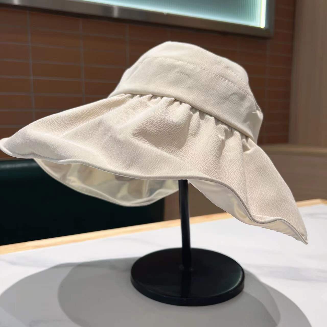 玫瑰的故事白晓荷同款遮阳帽米白色空顶夏季遮阳户外渔夫帽帽子