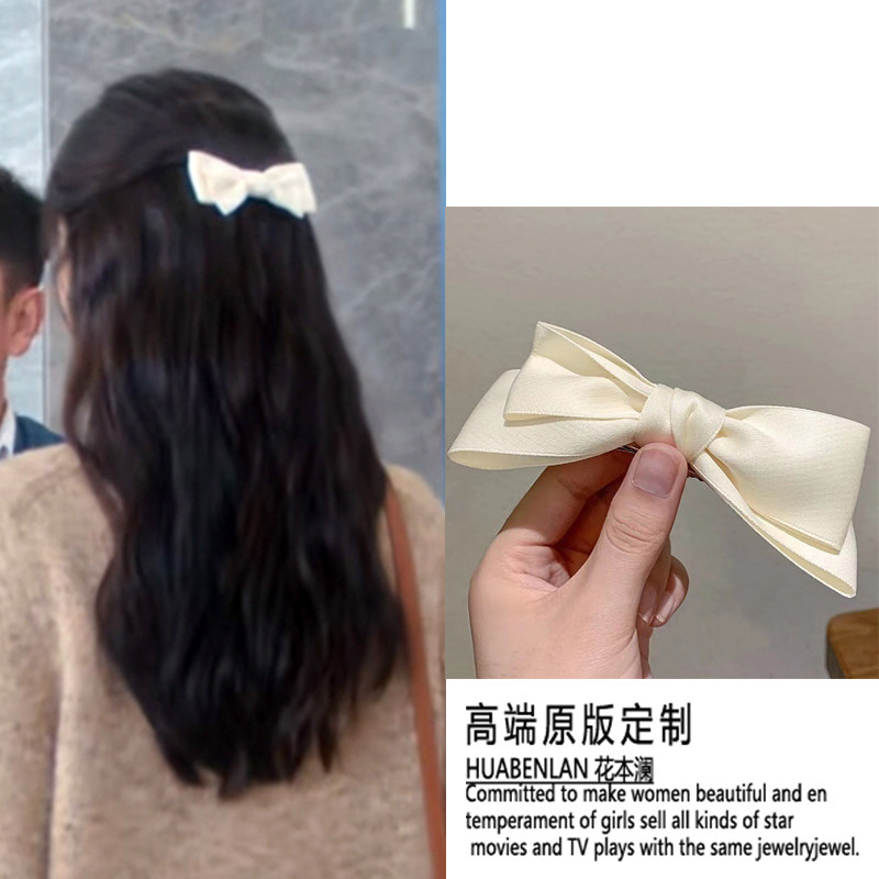 白色橄榄树梁洁同款白色蝴蝶结发夹立体时尚发饰头饰2025新款百搭
