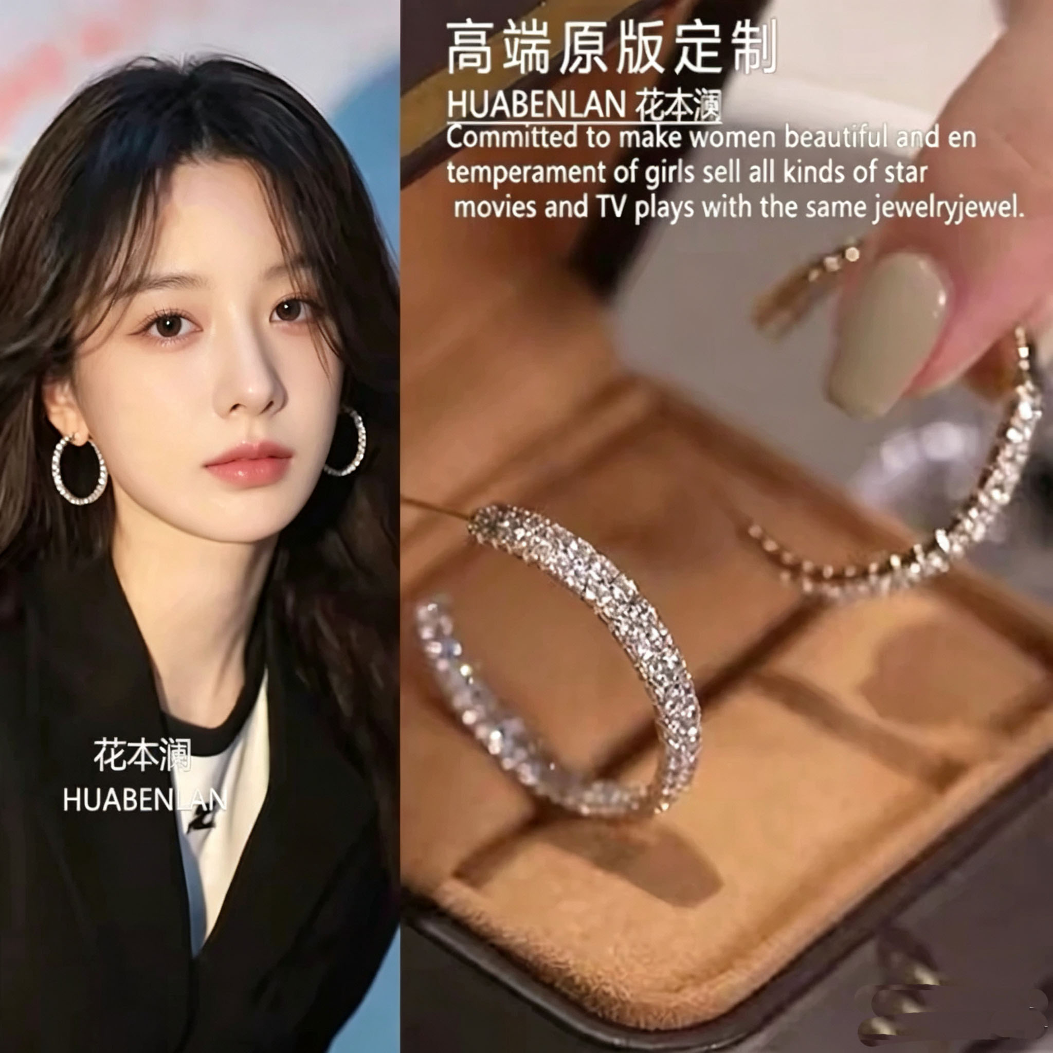 耳环银色镶钻s925银针不掉色高级感耳圈耳饰欧美时尚简约2026女