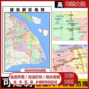 浦东新区地图1.1m新款高清贴图现货上海市行政信息交通区域划分