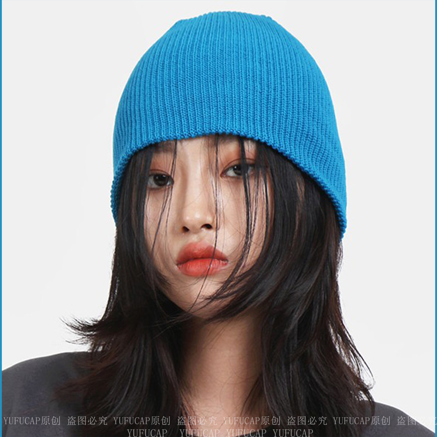 韩国卷边纯色帽子女秋冬季百搭毛线帽潮男保暖针织帽情侣韩版冷帽