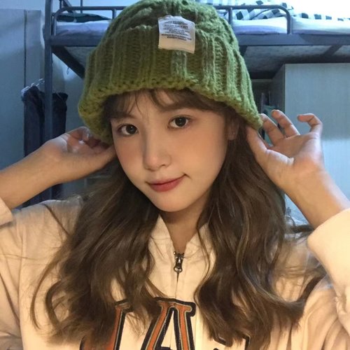 绿色显白大头围宽松百搭毛线帽冬