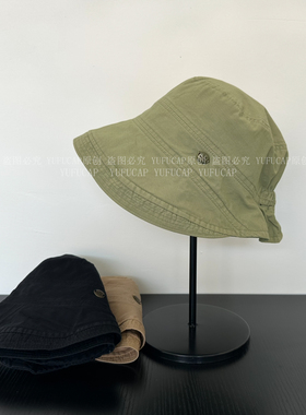 大头围豆绿色显白渔夫帽子女可折叠大檐遮阳防晒帽日系复古盆帽潮