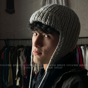 新款纯色雷锋帽子男女秋冬季护耳保暖飞行帽韩版时尚系绳针织帽潮