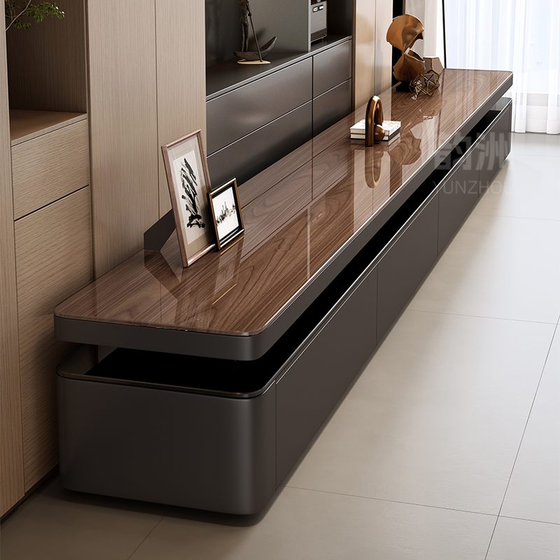 实木电视柜客厅家用意式极简储物柜简约双层落地茶几电视机柜组合