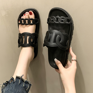 软底拖鞋女外穿可湿水防滑鞋子女夏天2024新款时尚网红厚底凉拖鞋