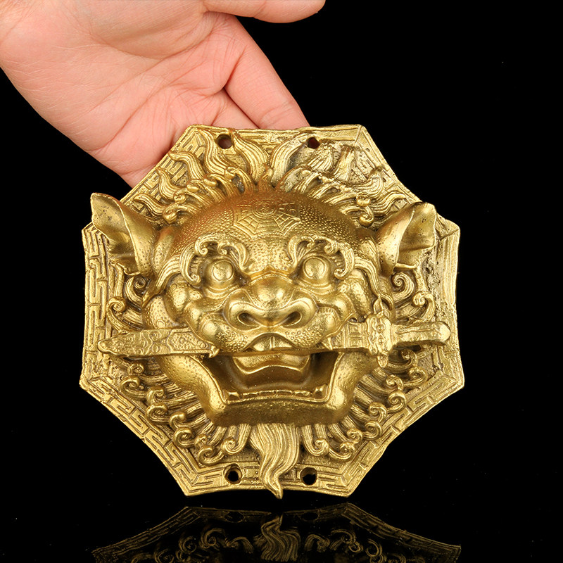 纯铜睚眦狮咬剑牌八角狮吞口剑牌铜狮子头挂牌对电梯口办公室礼品,家居饰品,装饰摆件,淘宝优惠券,粉丝福利购,淘宝优惠卷