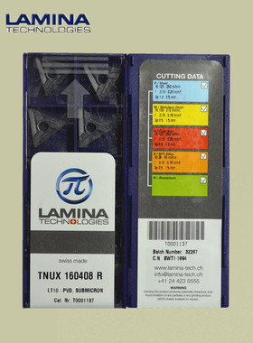 瑞士lamina车刀片TNUX160408R LT10硬质合金PVD涂层开槽现货热销