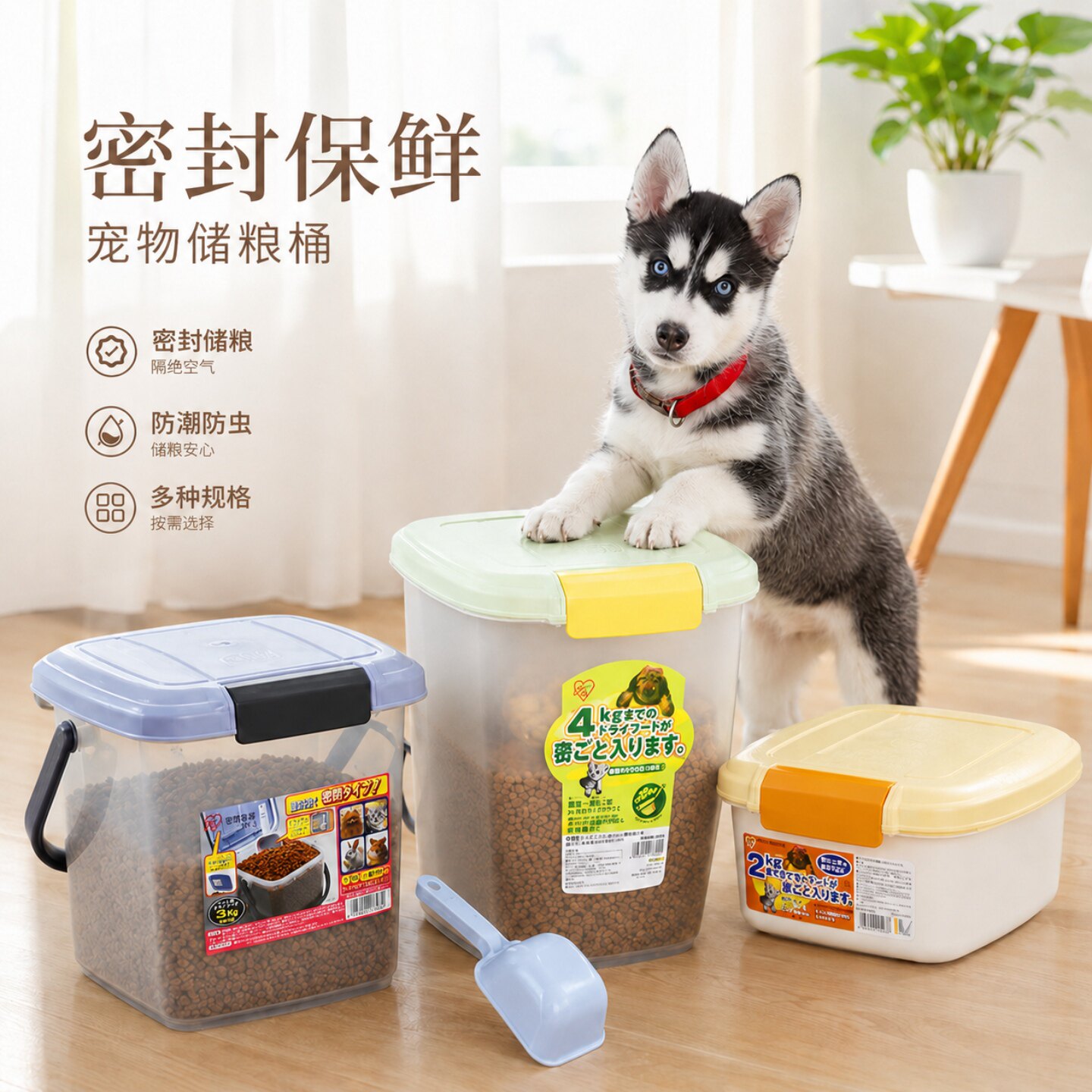 爱丽思宠物储粮桶10kg狗粮桶爱丽丝储存猫粮密封罐收纳箱防潮盒子