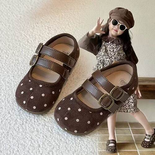 儿童复古波点单鞋2025新款春秋