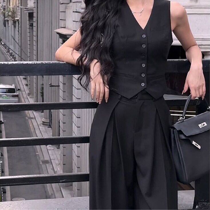 黑色小香风西装马甲背心女款夏季薄款高端洋气时髦小马夹无袖