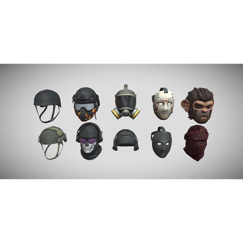士兵头盔面具3d模型文件素材含贴图blender/obj/fbx/glb