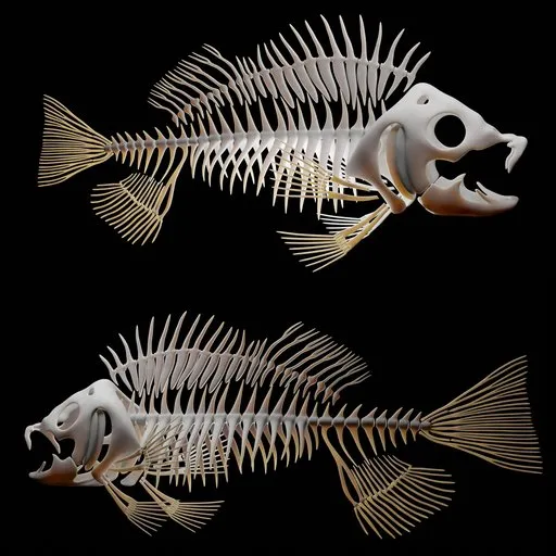 鱼骨3d模型素材blender/fbx/obj/stl写实动物骨架