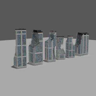 现实真实废墟破碎炸毁大楼建筑3D模型含贴图.blender.obj.mtl.fbx