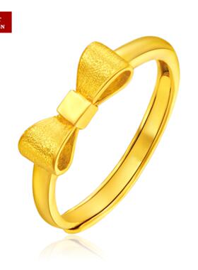 蒂王尔18K金蝴蝶结拉丝女戒