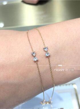 日本蝴蝶结钻石手链玫瑰金