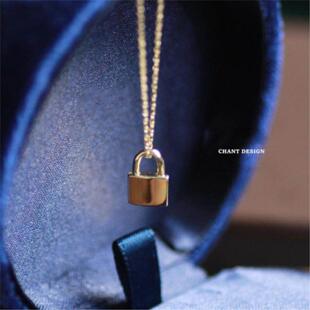 18K金coochskni小锁头项链女高级感纯银镀黄金色锁骨链金锁礼物潮