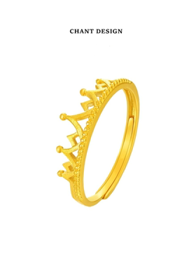 轻奢复古公主皇冠镀18K金戒指