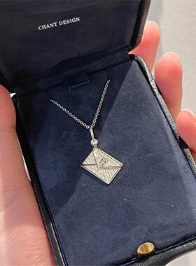 HVV白金纯银爱的信封锁骨链