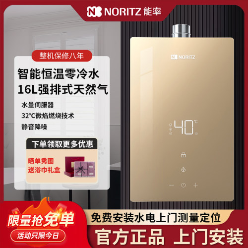 能率智能恒温16升强排天然气金色