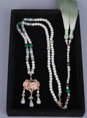 国风平安锁项圈古风汉服旗袍长款明制流苏璎珞压襟民族风项链