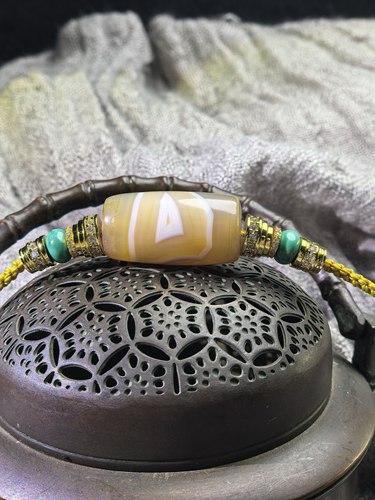 嫩色老缠丝金刚一眼天珠油润细腻风化皮壳老气藏传精品