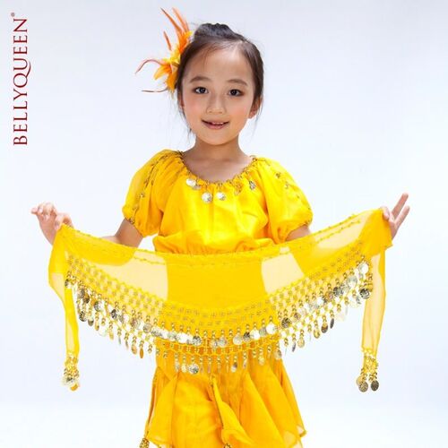 bellydance六一节舞蹈演出印度舞儿童肚皮舞腰链雪纺金属金币腰链