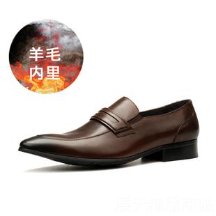 新款男士英伦真皮尖头皮鞋男男脚时鞋尚潮流韩版套脚牛皮鞋一