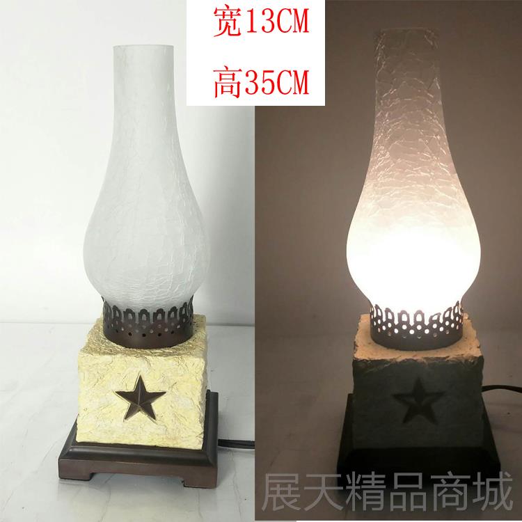正品欧式复古煤油马灯卧室头书房璃灯意地中海温玻馨家装创L床ED