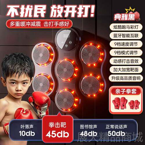 正品童音材乐拳机击电子拳击训练器儿墙靶家用拳击沙袋智能健身玩