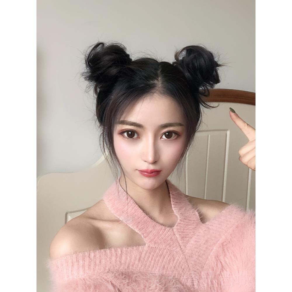 正品双丸子假发圈发女花苞头头盘发器蓬松自然头猫假耳抓夹假发包
