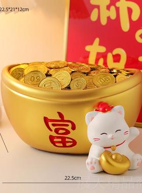 正品创意大号招财猫摆件家居玄关收钥匙纳柜客厅电视装饰开乔业迁