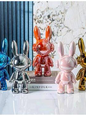 正品陶瓷空兔子酒柜迁装饰品摆件现代太轻奢高档客厅电视柜玄关乔