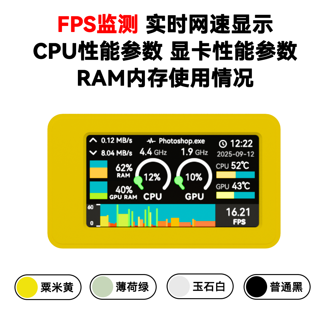 计算机性能监视器v2 电脑性能、温度、帧率监视器 科技感桌搭