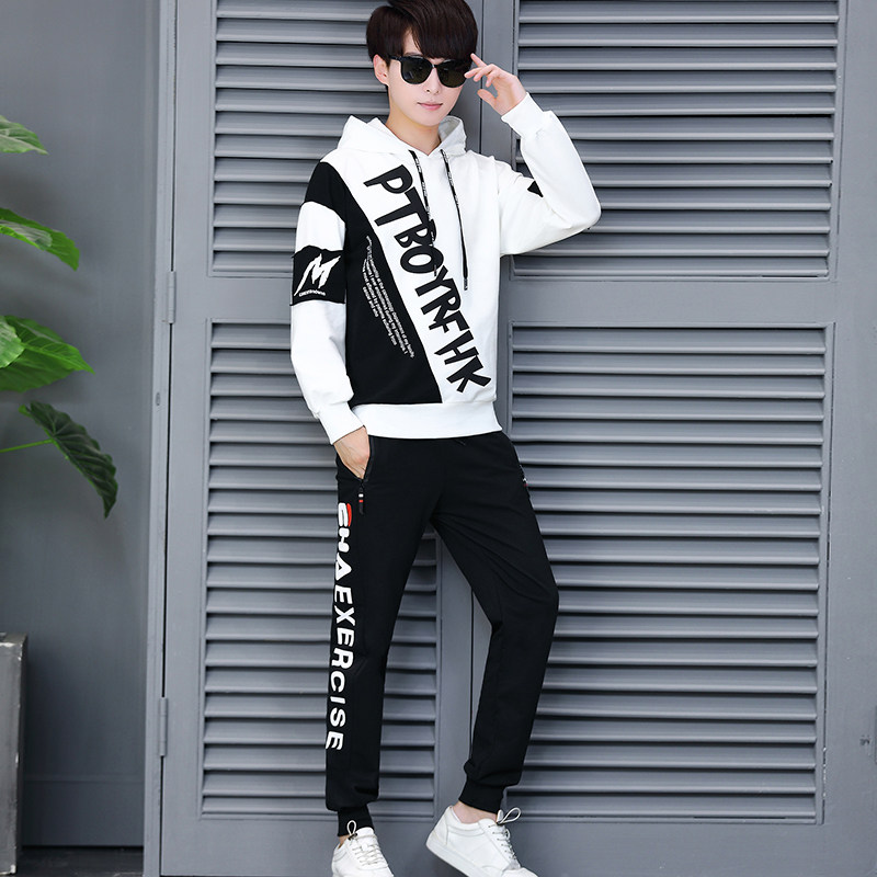 秋款韩版字母PTBOYRFHK带帽卫衣运动套装218-8TZ6821-P75,男装休闲套装,星座218-8
