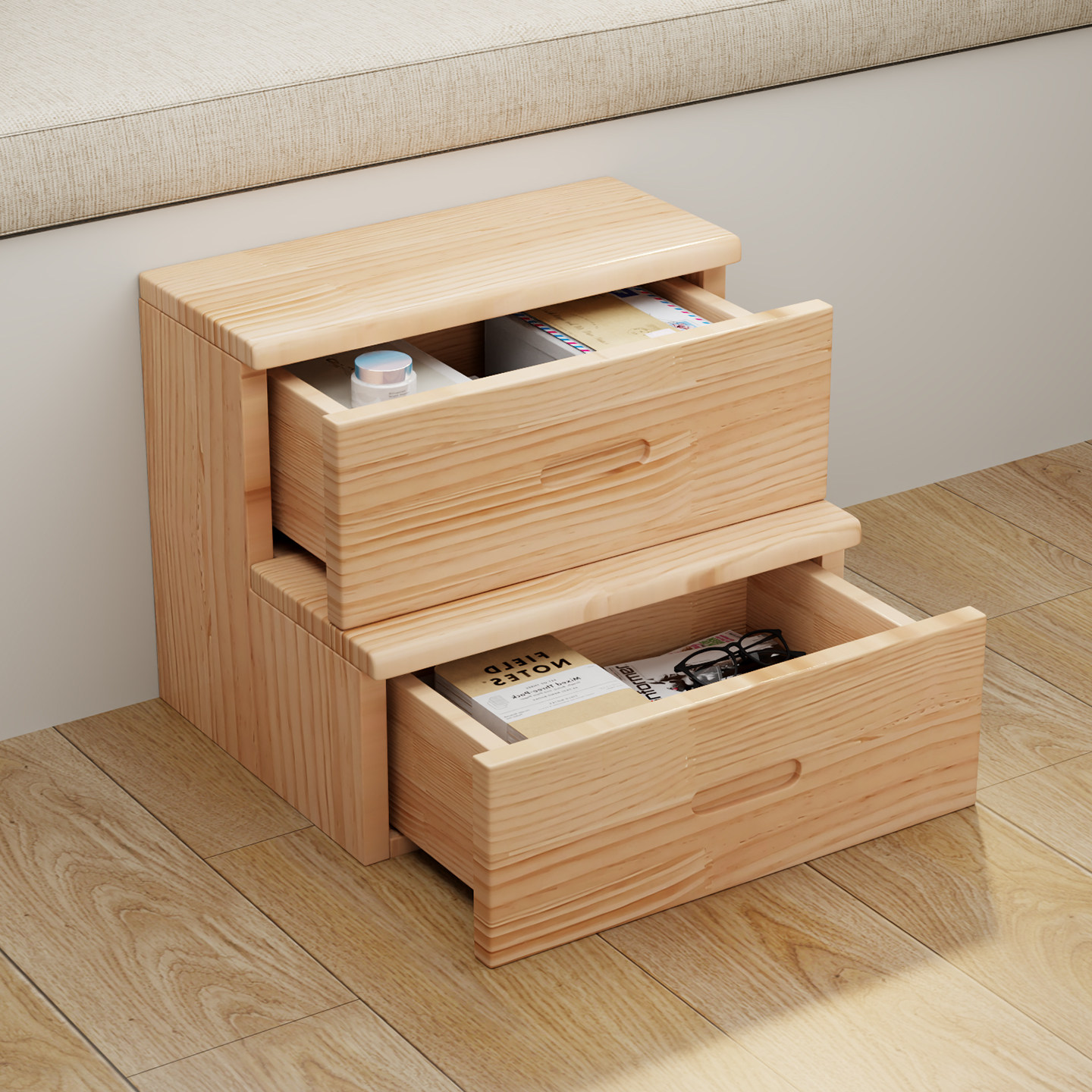 实木台阶收纳凳原木色踏步凳家用储物凳多功能简约收纳凳惊风脚踏