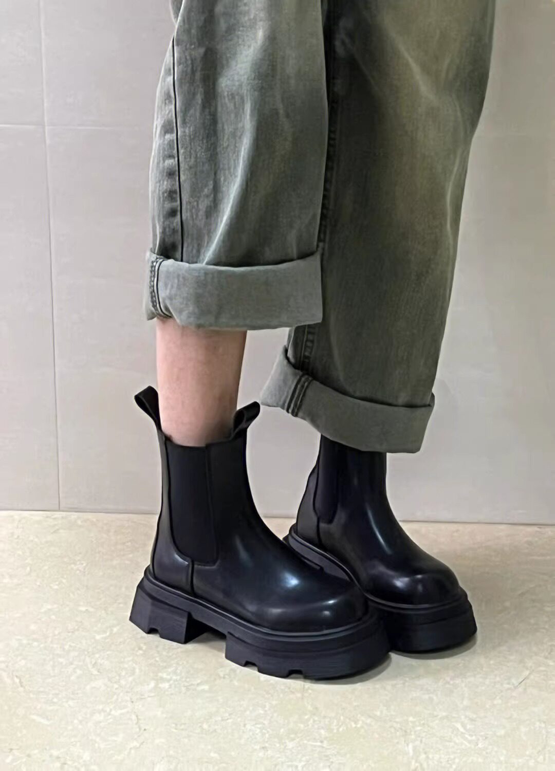 첼시 마틴 부츠 여성 봄 가을 싱글 부츠 2023 신상 대형 두꺼운 밑창 굴뚝 부츠 종아리 중간 부츠 숏부츠