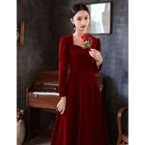 Весеннее вечернее платье, бордовый лонгслив, коллекция 2022