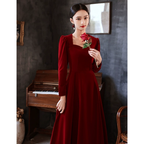 Весеннее вечернее платье, бордовый лонгслив, коллекция 2022