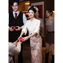 新中式 订婚礼服女平时可穿衣服敬酒服2024新款 新娘香槟色领证旗袍
