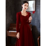 Весеннее вечернее платье, бордовый лонгслив, коллекция 2022