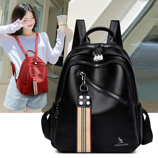 潮牌韩版新款双肩包女春百搭女士软皮旅行时尚妈妈背包书旅行包