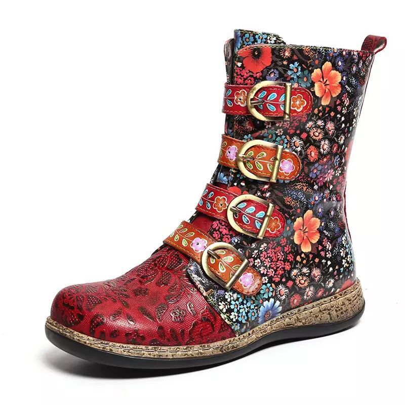ethnic hot short boots with flat bottomed midsole boots 女靴