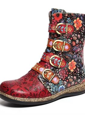 ethnic hot short boots with flat bottomed midsole boots 女靴